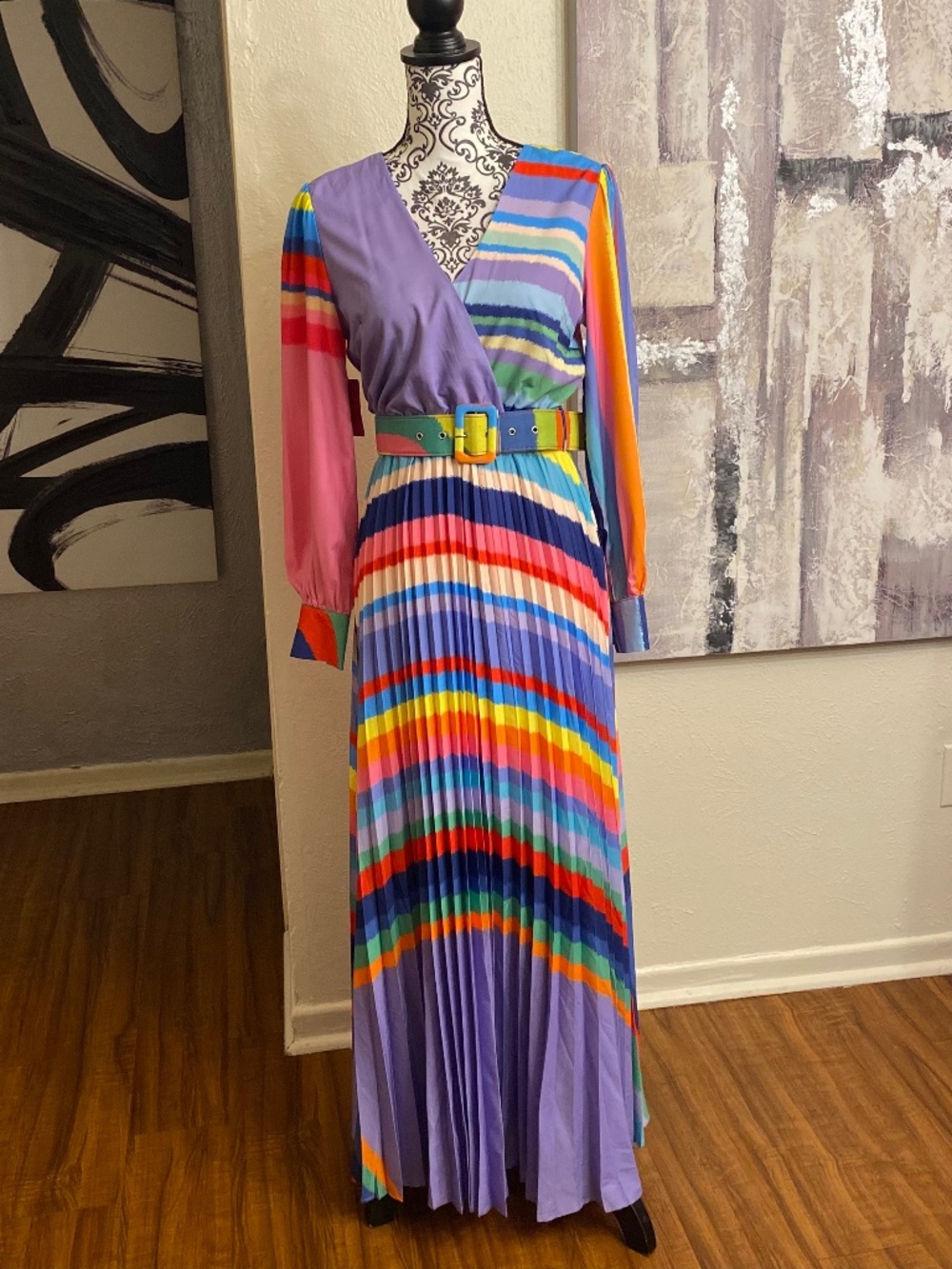 Ladies Stripe Midi Dress